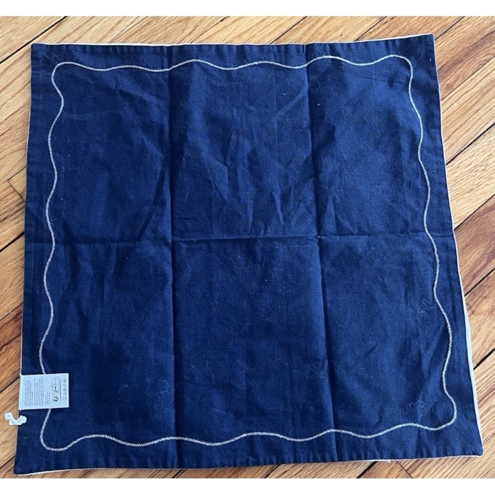 Anthropologie Ruby Scallop Border Napkins Set 3 NWOT Stone Navy Rust Orange Boho - Picture 4 of 10